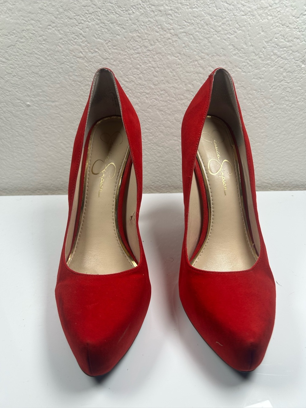 Jessica Simpson Parisah Red Suede Pointed Toe Pumps